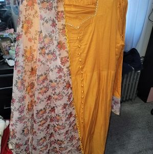 Pakistani Frock with trouser and organza duppata